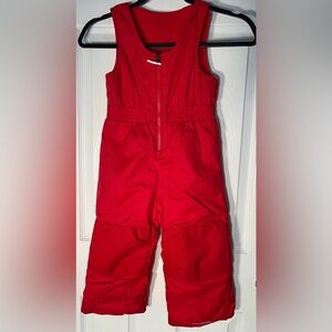 Toddler 4T Columbia Bright Red Overalls Snow Bib Boy’s Kids Fleece Lined 1/2 Zip